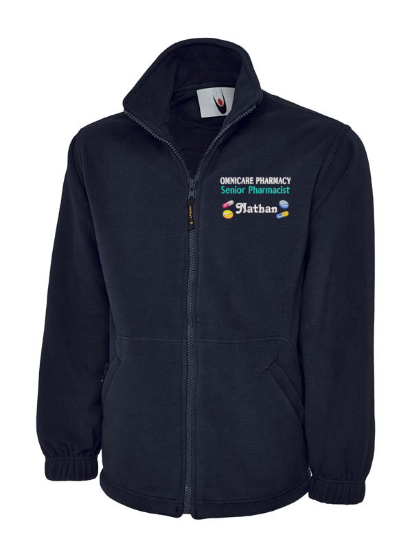 Personalised Classic Fleece Jackets with Rainbow, Tablets and Capsules Embroidery Designs