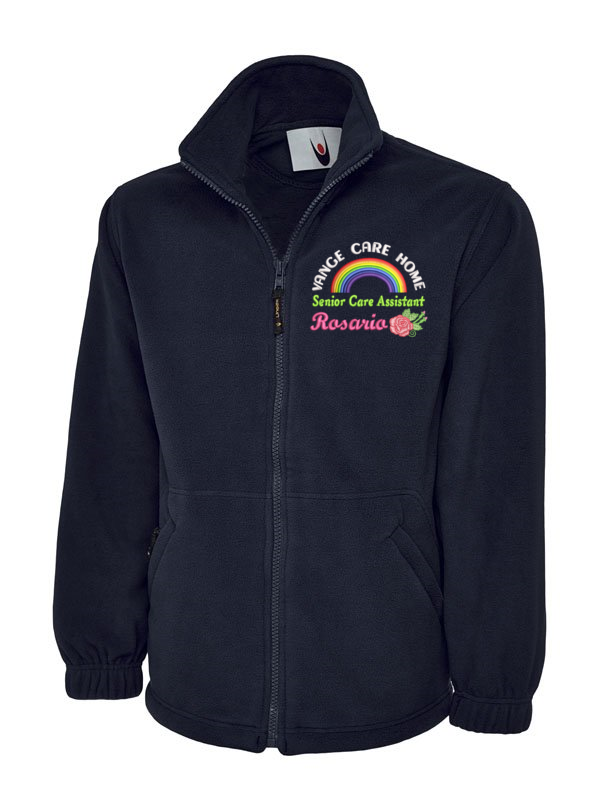 NHS Personalised Classic Fleece Jackets With Rainbow and a  Beautiful Rose Embroidery Designs.