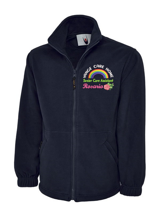 Personalised Classic Fleece Jackets With Rainbow and a Beautiful Rose Embroidery Designs.