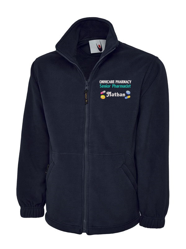 NHS Personalised Classic Fleece Jackets with Rainbow, Tablets and Capsules Embroidery Designs