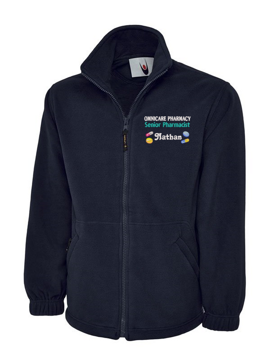 NHS Personalised Classic Fleece Jackets with Rainbow, Tablets and Capsules Embroidery Designs