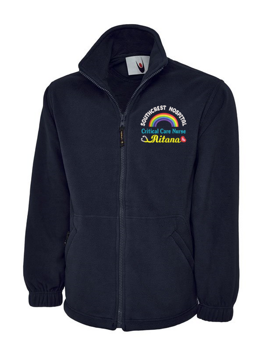 Personalised Classic Fleece Jackets With Rainbow, Stethoscope and Name Embroidery Design.