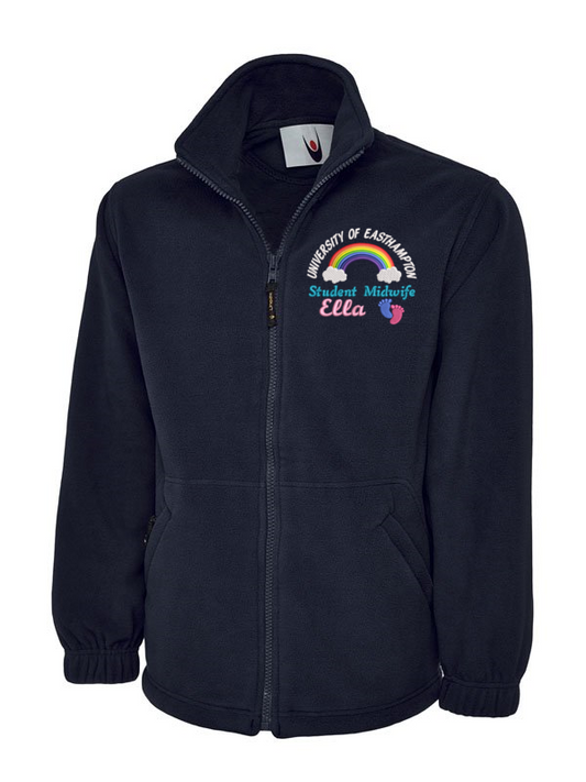 NHS Personalised Classic Fleece Jackets with Rainbow, Baby Footprints Embroidery Designs