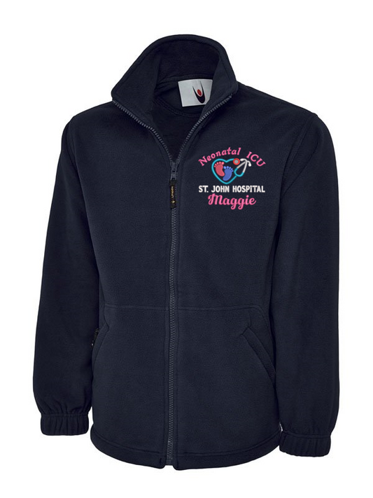 NHS Personalised Classic Fleece Jackets With Neonatal, Paediatric & Midwifery Embroidery Designs