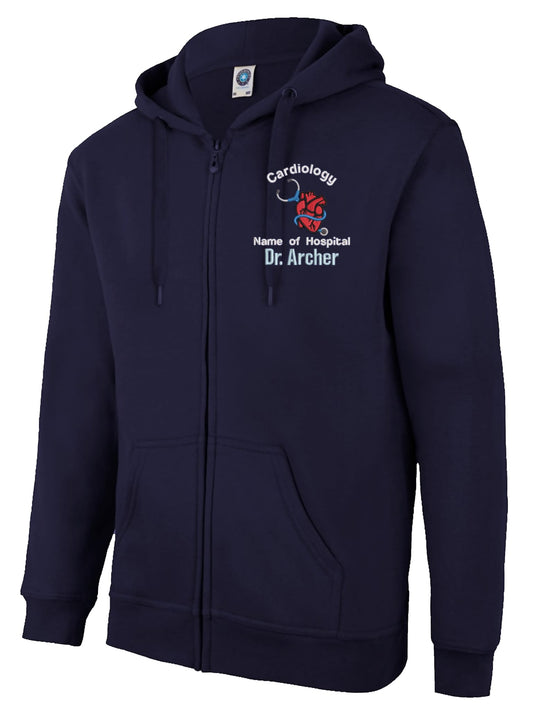 Personalised Hoodie Jackets With Cardiology Respiratory Theme  Embroidery Designs