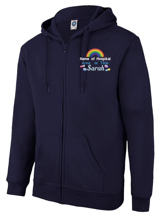 Personalised Hoodie Jackets With Tablets and Capsules Embroidery Design Accents