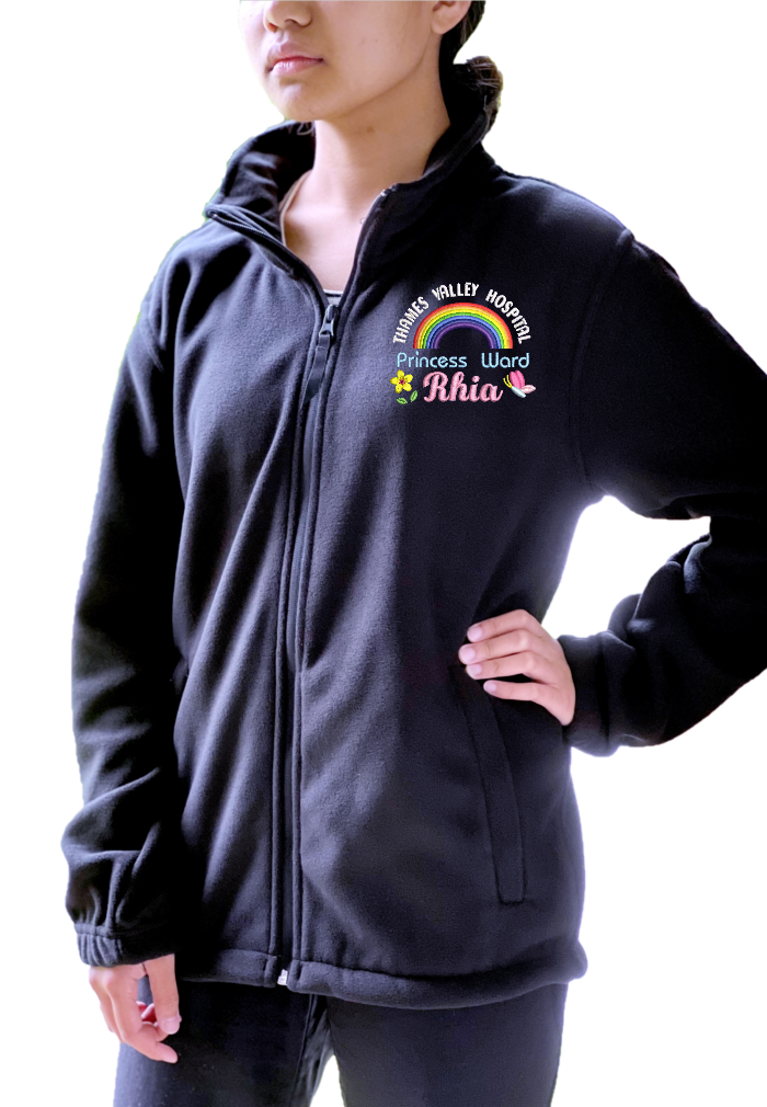 Personalised Premium Fleece Jackets With Butterfly and Flower Embroidery Design Accents.