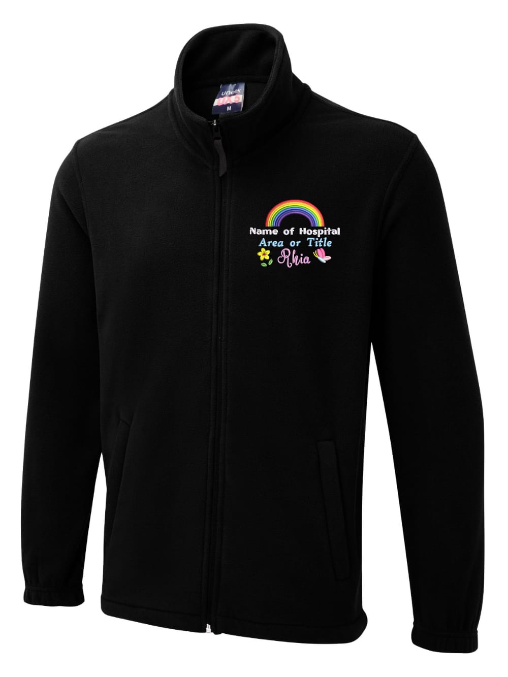 Personalised Premium Fleece Jackets With Butterfly and Flower Embroidery Design Accents.